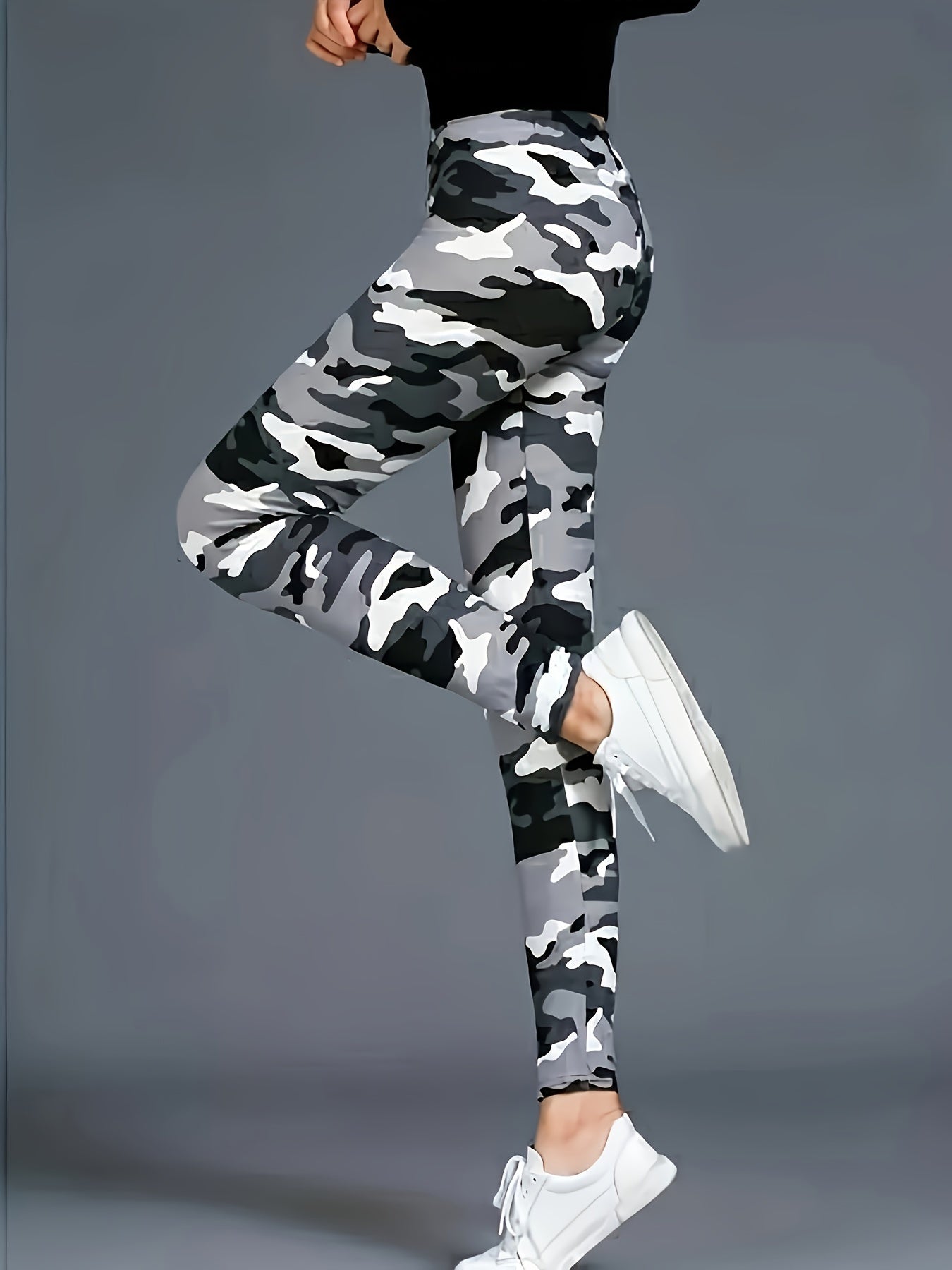 Women Plus Size Camouflage Print Skinny Leggings Casual Stretchy Pants