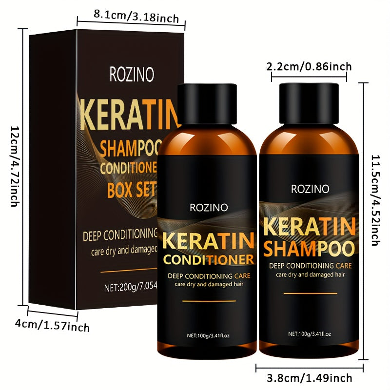 Unisex Dry Hair Keratin Shampoo and Conditioner Set Glycerin Enriched Hydrating Silky Finish