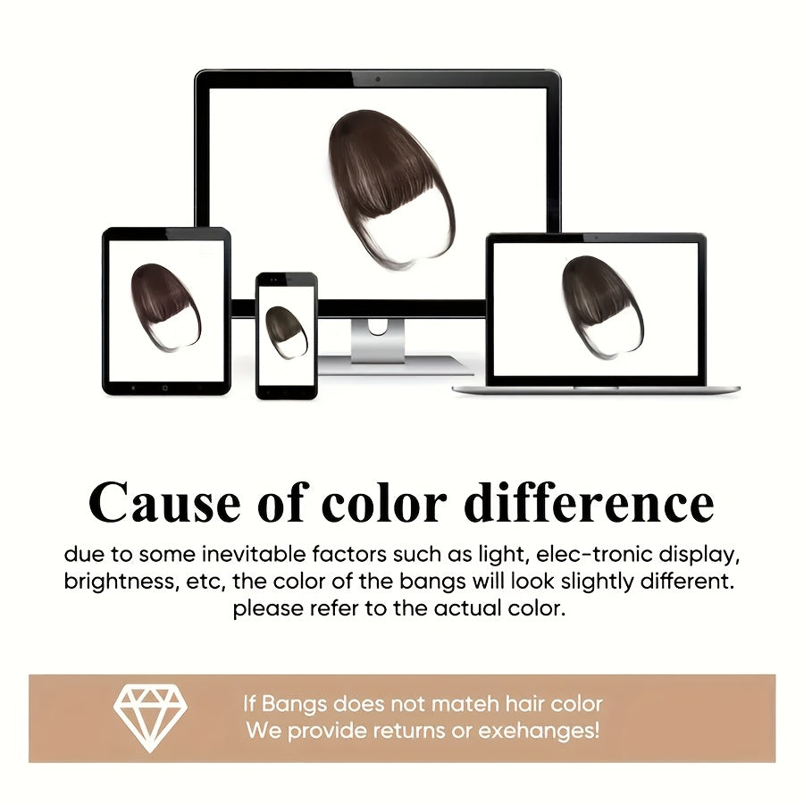 Unisex Synthetic Bangs Hair Clip Deep Brown Black Daily Wear Elegant Style