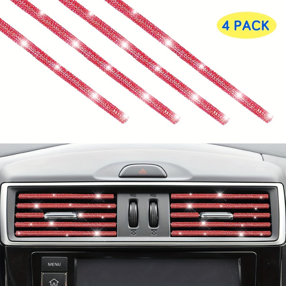 Women Bling Car Air Vent Trim Rhinestone Interior Decoration 4Pcs