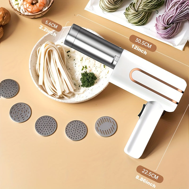 Electric Noodle Maker with Digital Display, Rechargeable USB, Stainless Steel