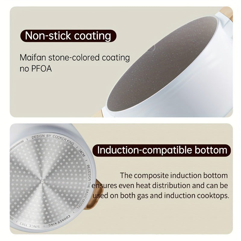 Non-Stick Stockpot 24cm with Glass Lid Induction Compatible Aluminum PFOA Free