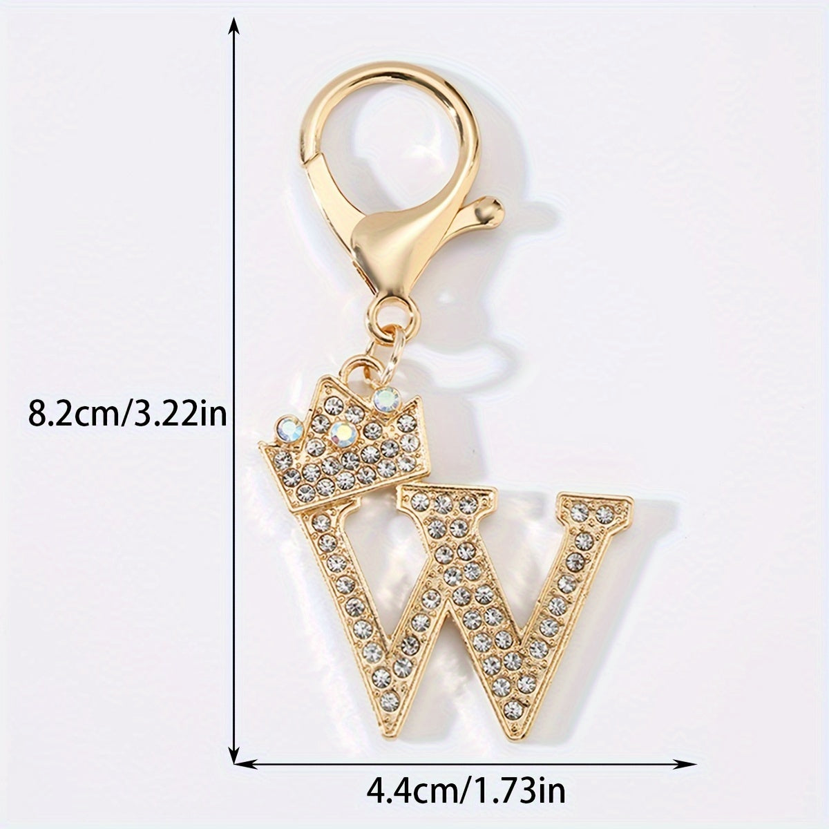 Men's Zinc Alloy Keychain with Artificial Diamond Crown and Letter Charms