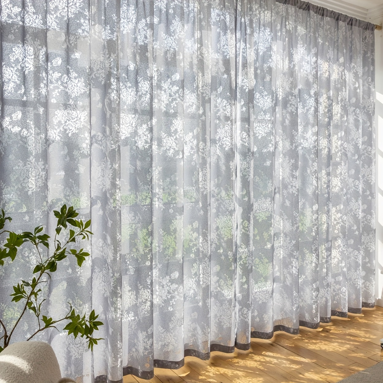 2-Piece Light-Filtering Polyester Curtains for Living Room Bedroom Balcony Home Office with Rod Pocket Style