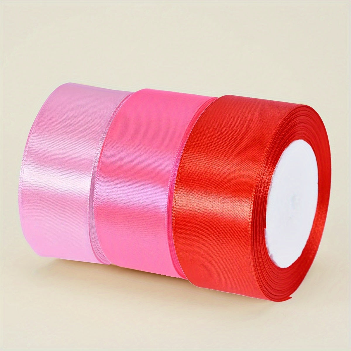 Satin Ribbon Pack 3 Pieces 4cm Wide 22m Long for Wedding Cake Decoration and DIY Crafts