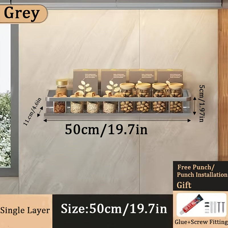 Estante de almacenamiento para especias de montaje en pared, estante para cocina y baño sin perforaciones
