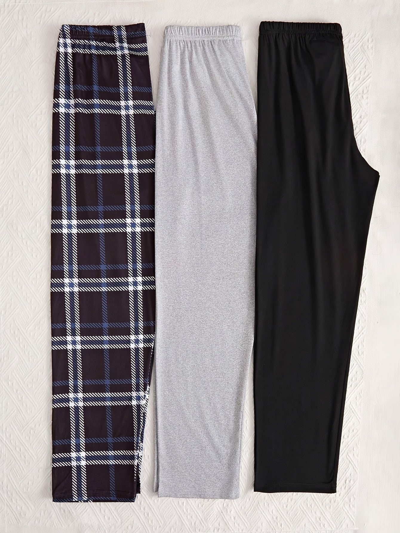 Women's Pajama Bottoms 3-Piece Set Plaid Letter Print Loose Fit Sleep Pants