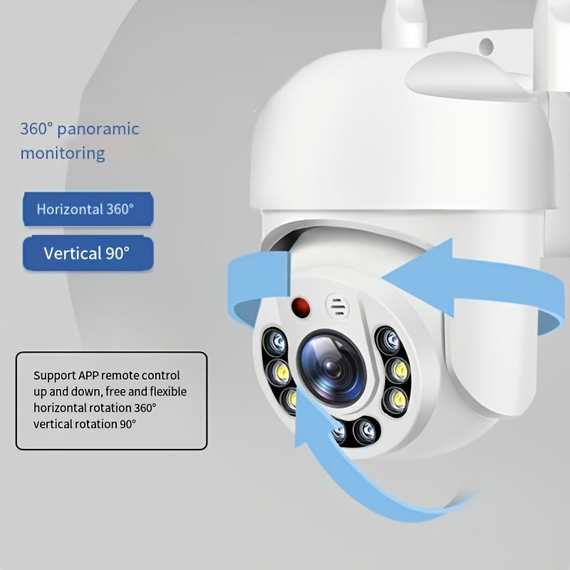 Intelligent Wall-Mounted Security Camera 360-Degree View Night Vision Motion Tracking Two-Way Audio USB Powered