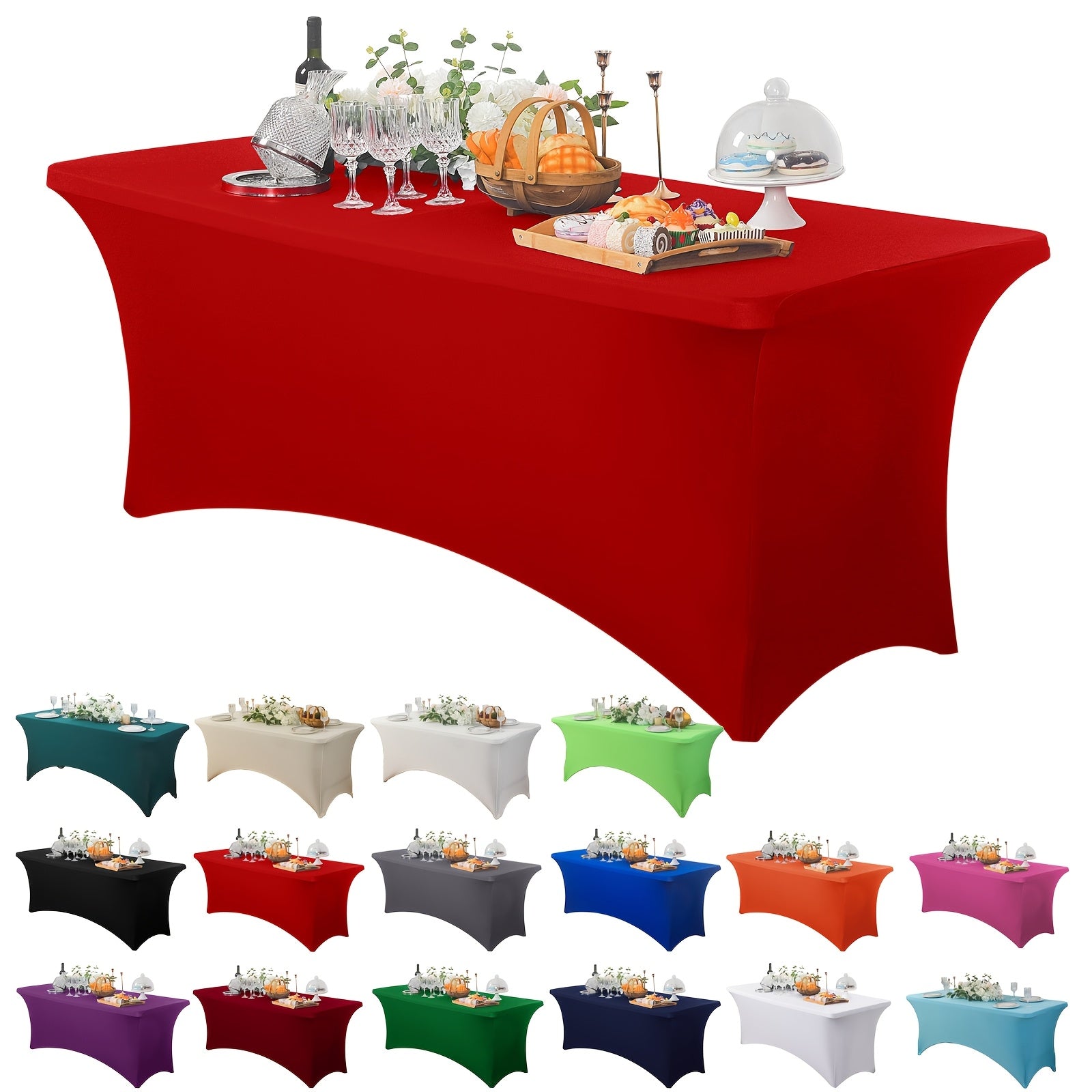 Stretch Spandex Tablecloth for Weddings Parties and Events Durable Polyester Blend Mixed Color