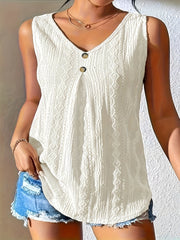 Top de tirantes sin mangas de cuello en V suelto para mujer verano casual