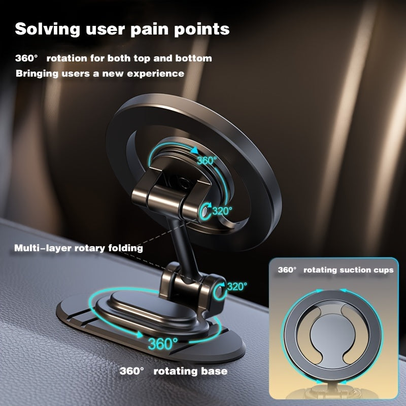 Universal Magnetic Car Phone Holder 360 Rollers Adhesive Dashboard Mount