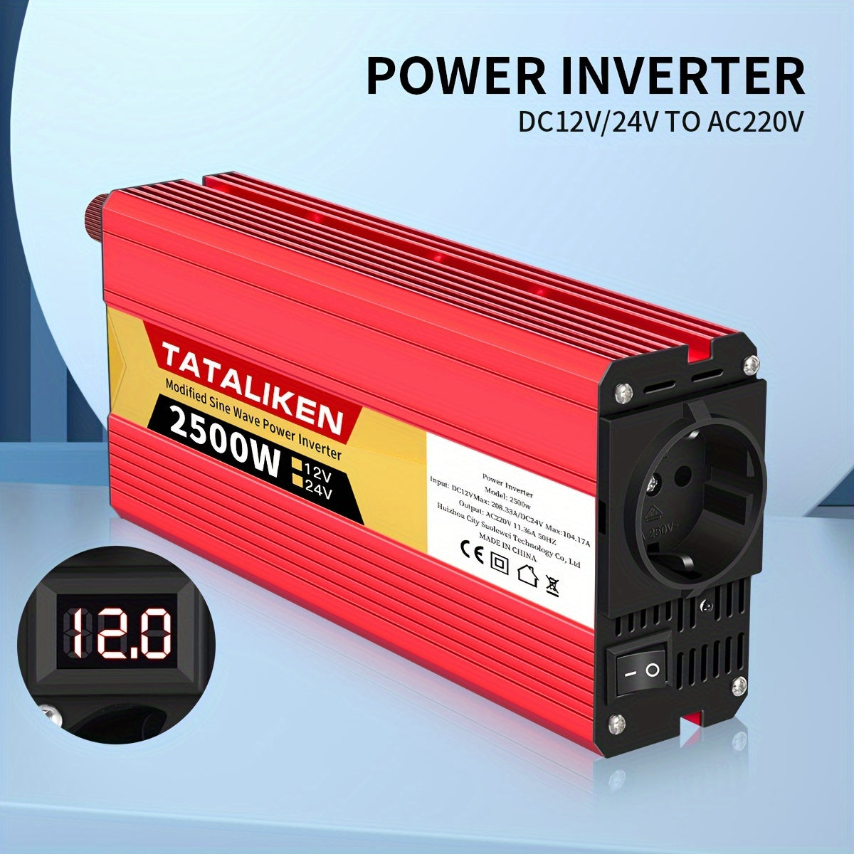 Inversor de coche de alta potencia de 12V a 220V 2500W 600W para cargar teléfonos y tablets
