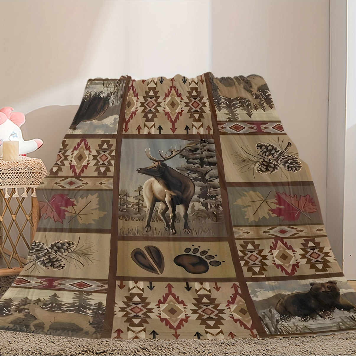 Fleece Blanket Throw for All Seasons Warm and Cozy Rustic Farmhouse Style