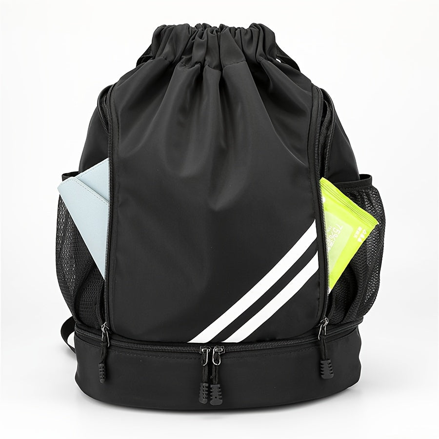 Sports Yoga Fitness Drawstring Backpack Large Capacity Wet Dry Separation Black Blue Green