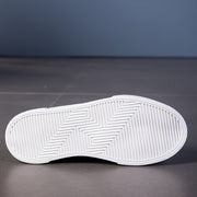 Zapatillas casuales blancas para hombre de cordones de bajo perfil con suela de EVA, aptas para todas las estaciones, cómodas y duraderas