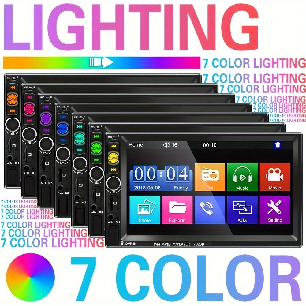 7 dyuymli HD sensorli ekranli avtomobil stereo tizimi, Mirror Link, USB, FM radio, masofadan boshqarish bilan boshqarish