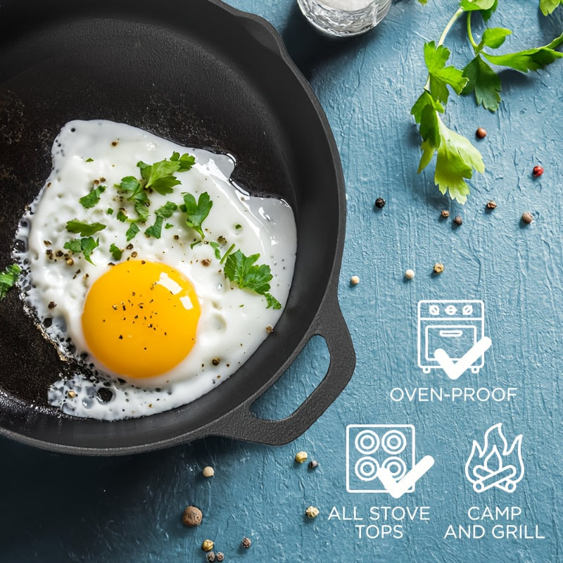 Deep Frying Pan 25.91cm Non-Stick Cast Iron Skillet for Gas and Induction