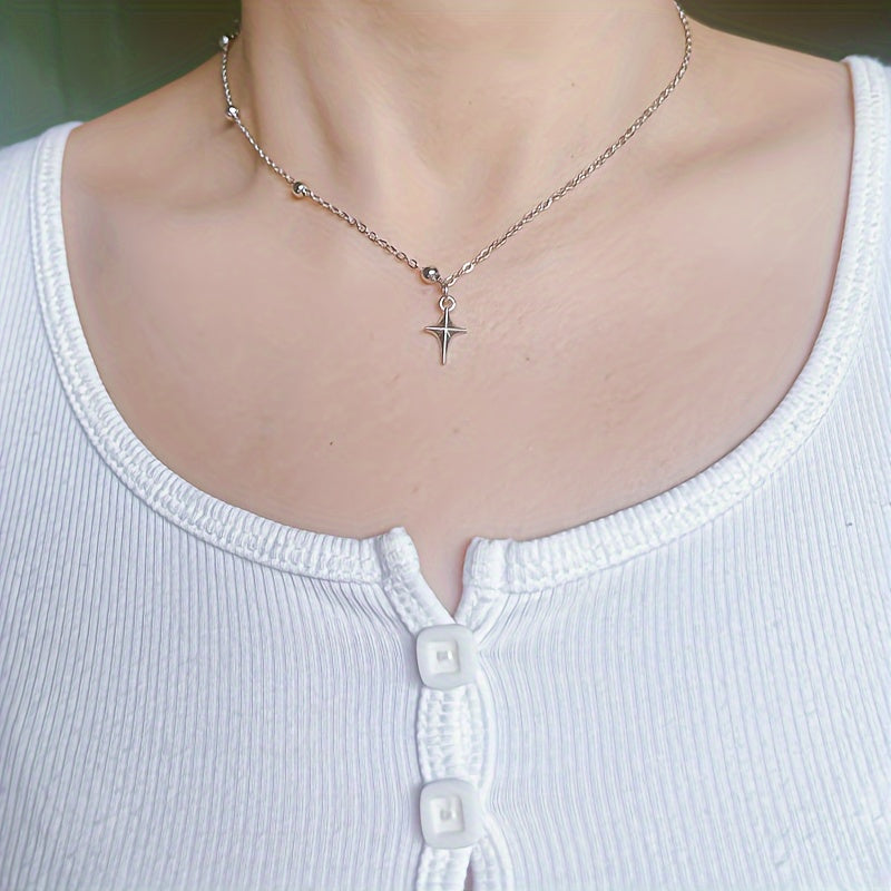 Женское минималистичное ожерелье с подвесками в виде звезды и креста, украшение, подарок