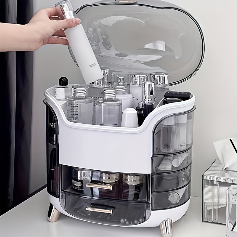 Clear Makeup Organizer Box with Dustproof Cover for Cosmetics Storage