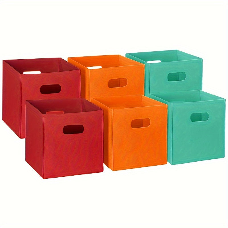 Fabric Storage Bins with Handles Set of 2 4 or 6 Foldable Square Organizer Baskets for Home Office Laundry