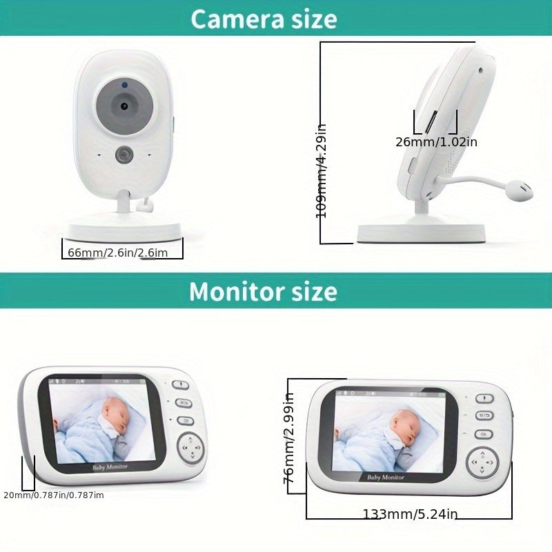 Video Baby Monitor with Camera Audio Night Vision Temperature Lullabies Indoor Safety for Elderly Pets