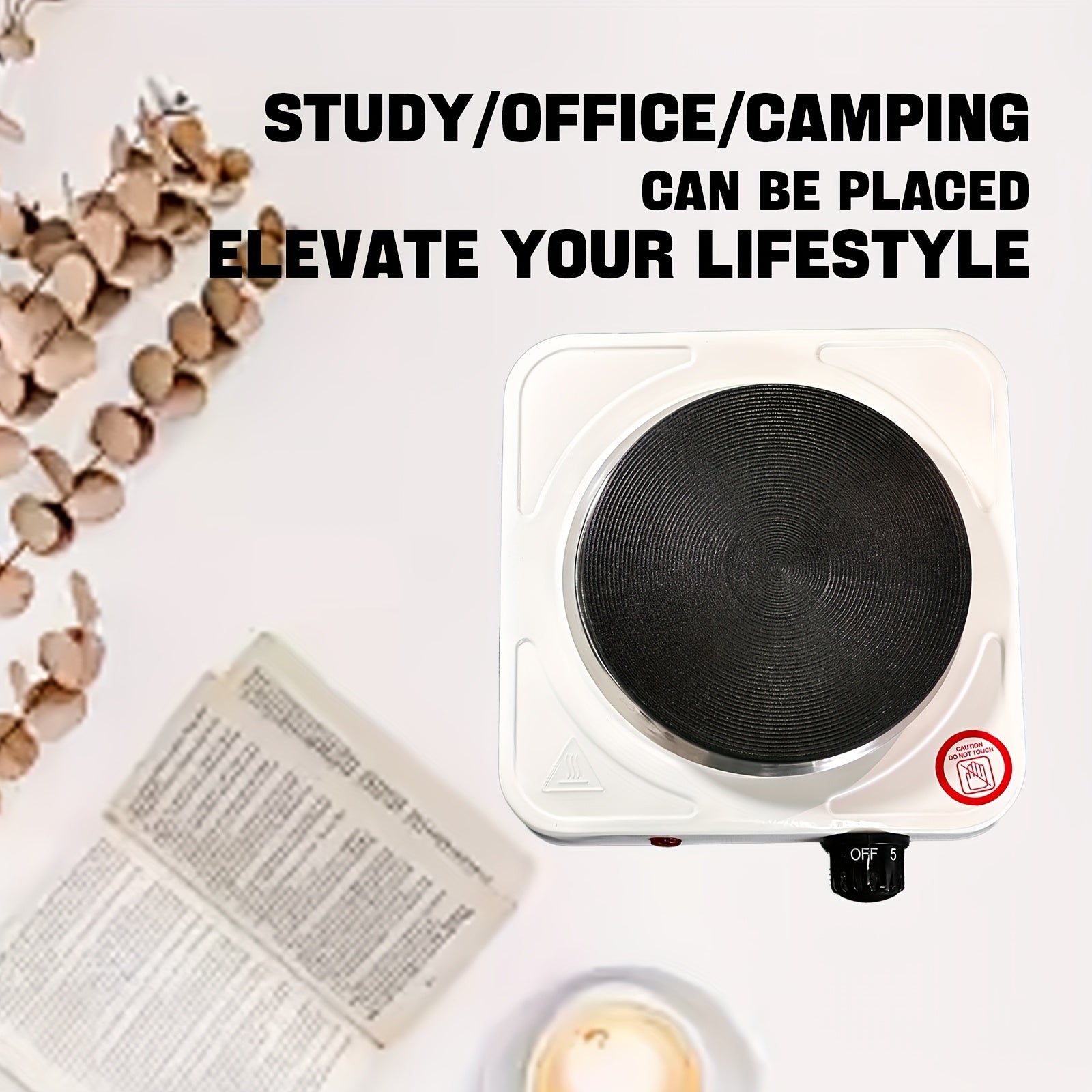 Small electric stove with coffee maker tea kettle iron construction European plug portable