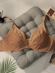 Women’s Beige Lace Push-Up Bra Full Coverage Underwire Nylon Elastane Hand Wash
