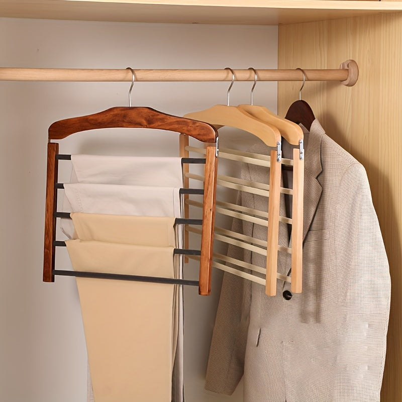 Organizador de ropa de madera con múltiples niveles para armario, closet, toallas, bufandas y corbatas