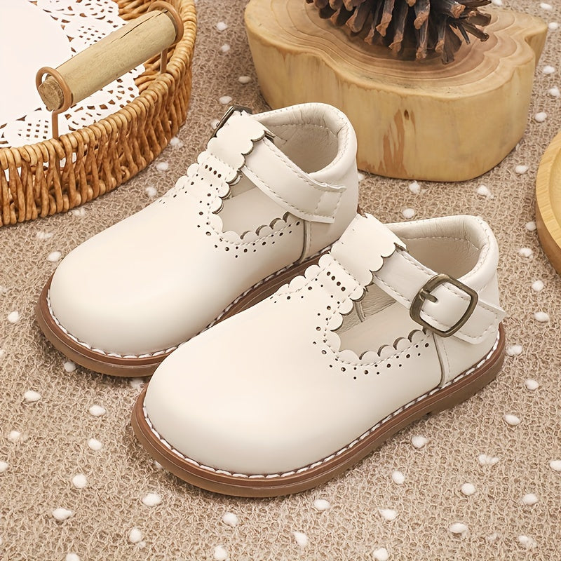 Girls' Mary-Jane Brogue Shoes Lightweight All-Season Rubber Sole for Ages 14 and Under