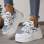 Women's Chunky Platform Sneakers Mid Top EVA Lace-Up Fashion Shoes