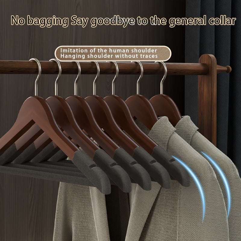 Juego de 10 perchas de madera con felpa y diseño antideslizante para almacenamiento en armario