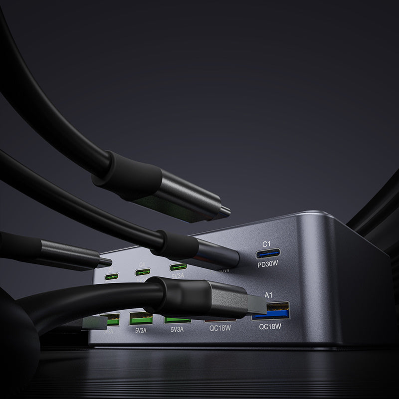 Cargador rápido USB C 100W GaN, concentrador de 10 puertos para iPhone, iPad y dispositivos Samsung