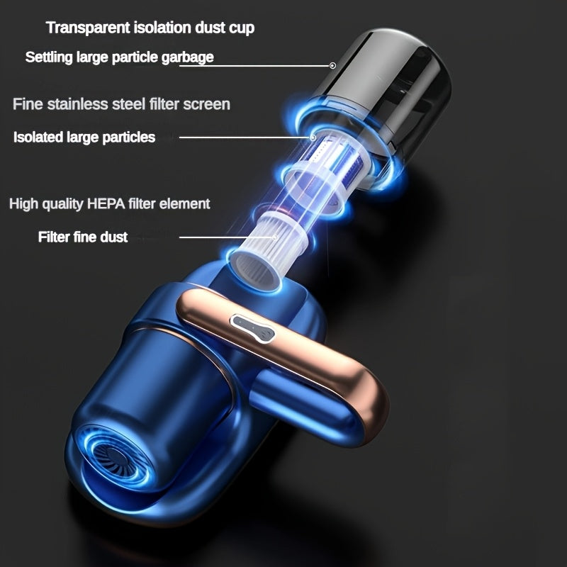 2025 Aspiradora de mano mejorada con fuerte succión, carga USB para asientos de coche, pelo de mascotas