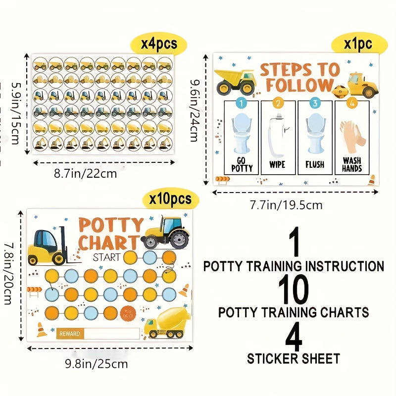 Gráfico de entrenamiento para el inodoro de niños pequeños con diseño de excavadora y pegatinas