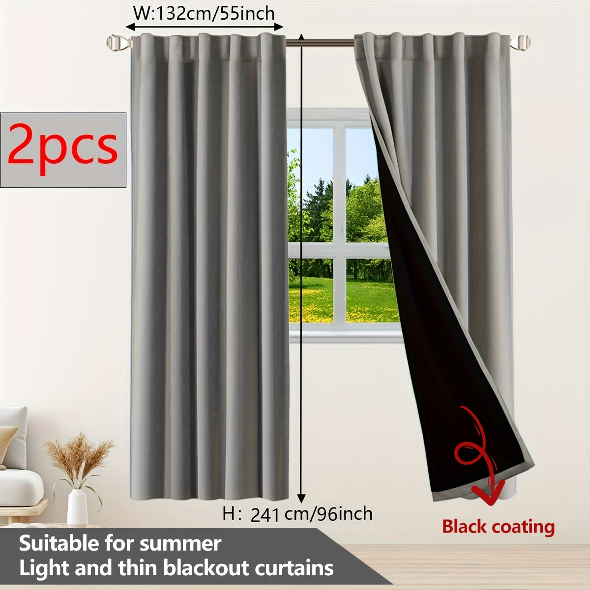 Two Pieces Blackout Curtains Thermal Insulated Twill for Bedroom Living Room