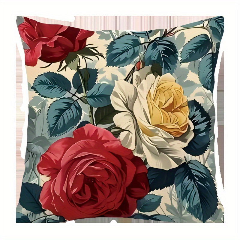 Zippered Polyester Cushion Cover with French Floral Design for Home Decor