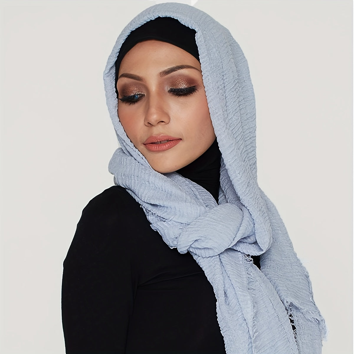 3 ta minimalistik pufli pleatli hijablar to'liq ranglar nafas oladigan kundalik sharflar