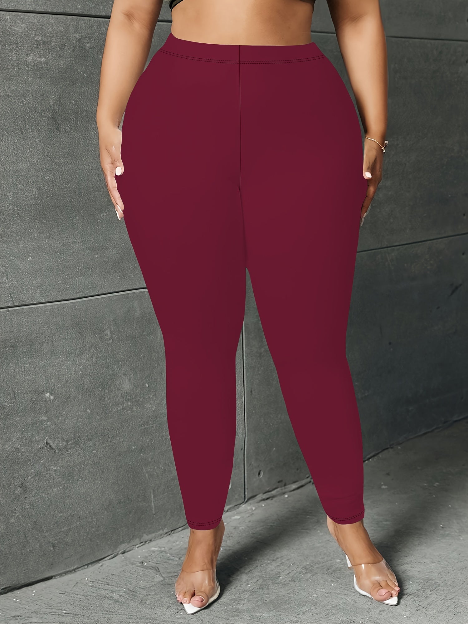 Women's High-Waisted Stretch Leggings Plus Size 9/10 Spring Summer Fall