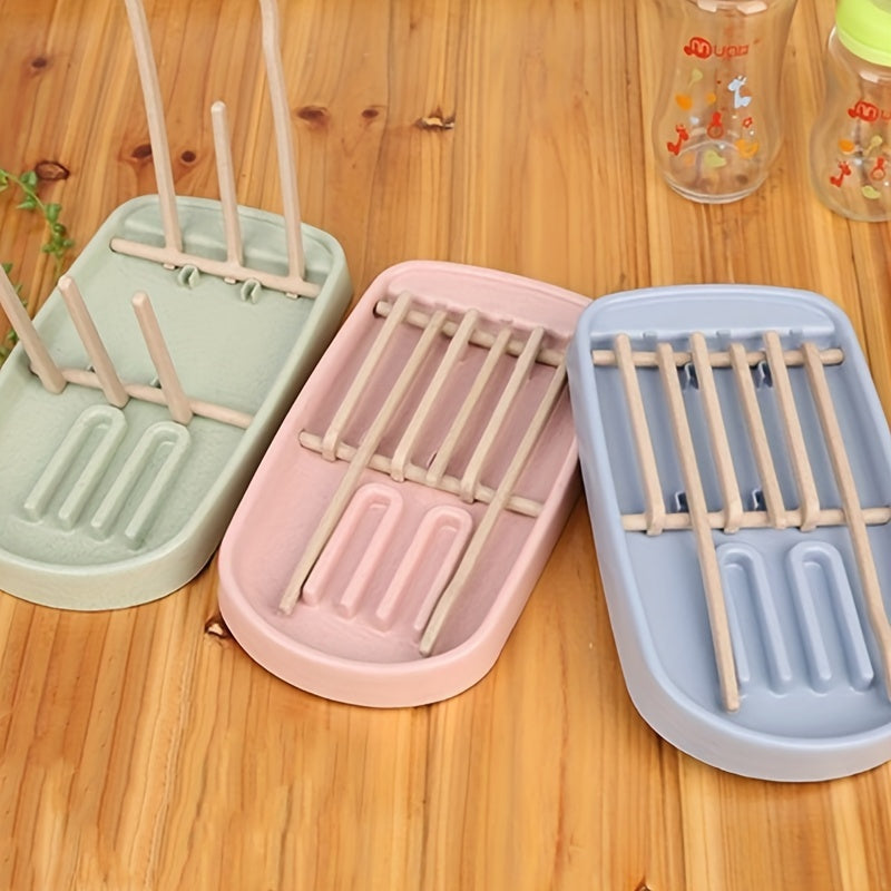 Wheat Straw Milk Bottle Drain Rack with Storage Basket Multi-Functional Kitchen Organizer