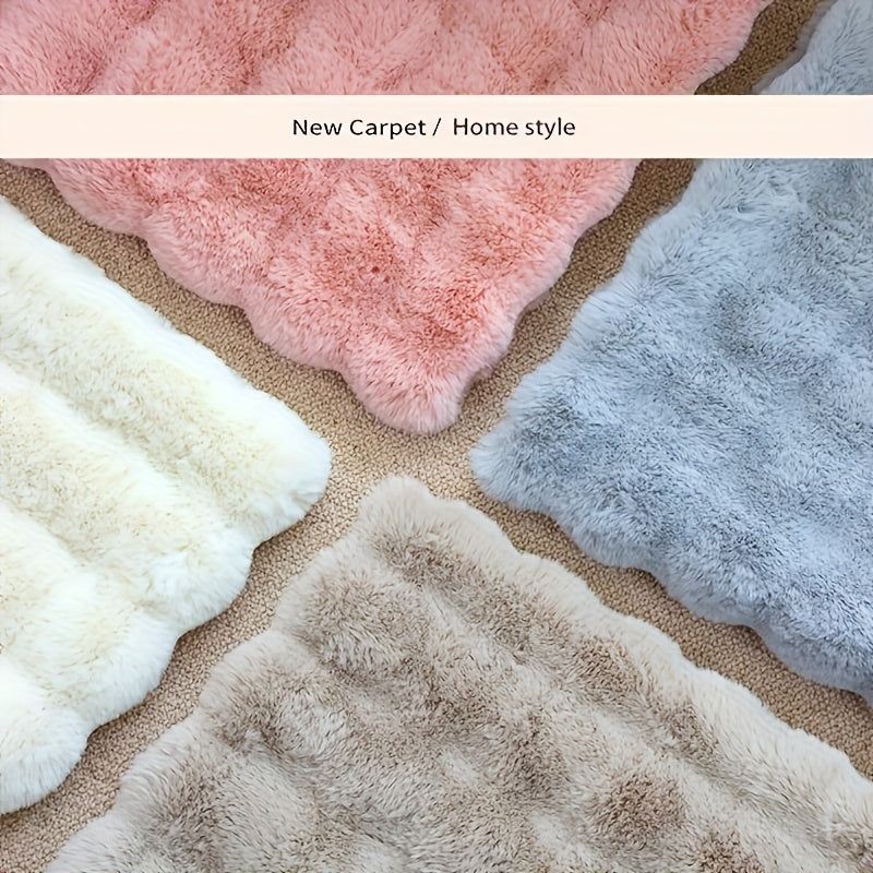 Faux Rabbit Fur Circular Rug Plush Soft Warm Area Rug for Living Room Bedroom