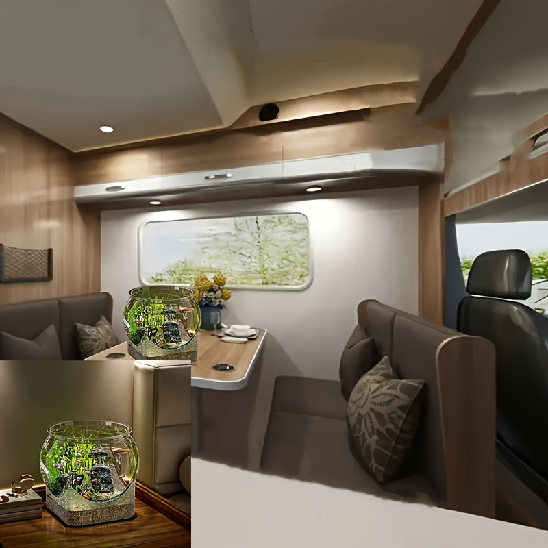 Round Transparent PC Fish Tank Small Desktop Aquarium for Hydroponics