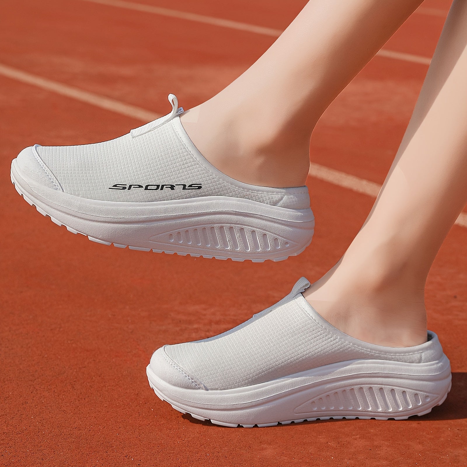 Breathable Knit Slip-On Sneakers for All Seasons with EVA Rocker Sole Beige Low Top Casual Footwear