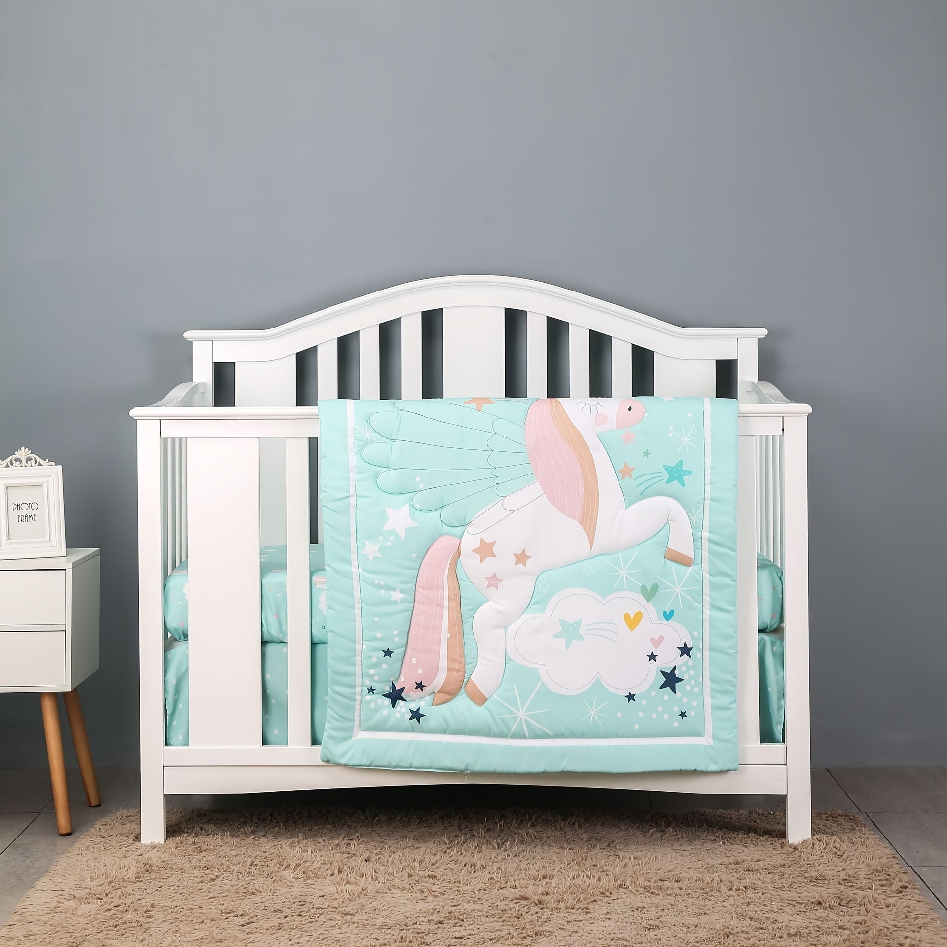Unicorn Crib Bedding Set 3-Piece for Girls and Boys Nursery