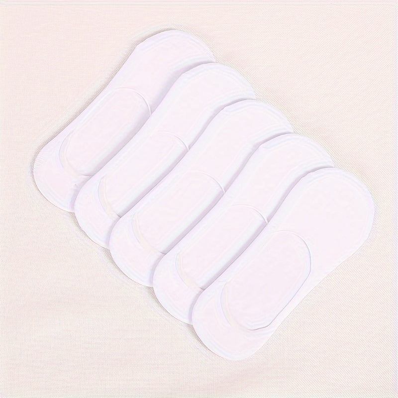 Men's Solid Color Boat Socks 5 Pairs Silicone Anti-Slip Low-Cut Summer Spring