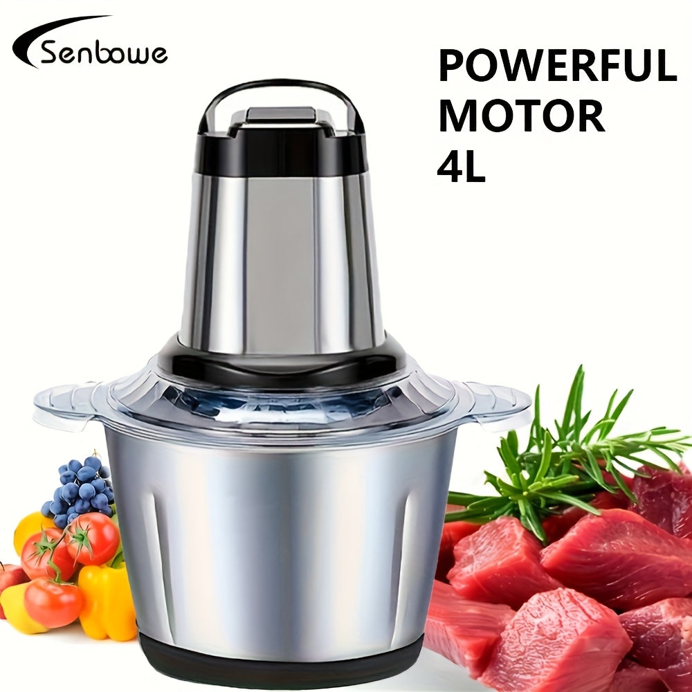 Large Capacity Meat and Vegetable Grinder 4L Commercial Mixer 3-Speed Stainless Steel