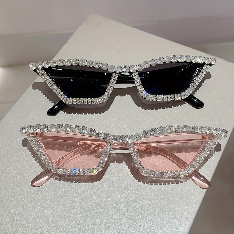 Gafas de ojo de gato para mujer con brillo de rhinestone, gafas de sol de moda para fiestas y clubes