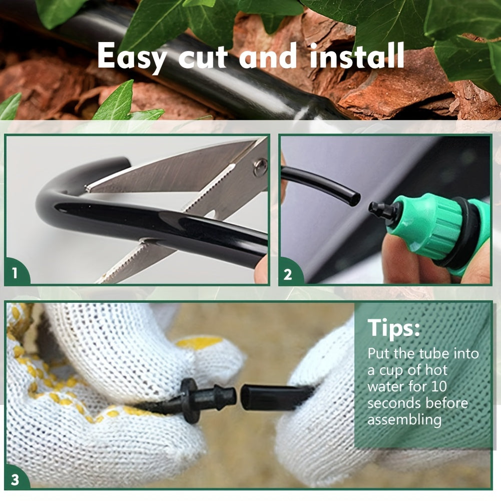 200Ft Vinyl Drip Irrigation Tubing with 1/4 Inch Universal Connector for Garden Watering