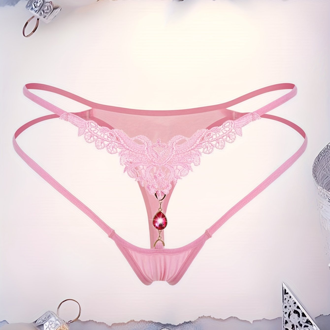 Girls Rhinestone Thong Underwear with Sparkling Design