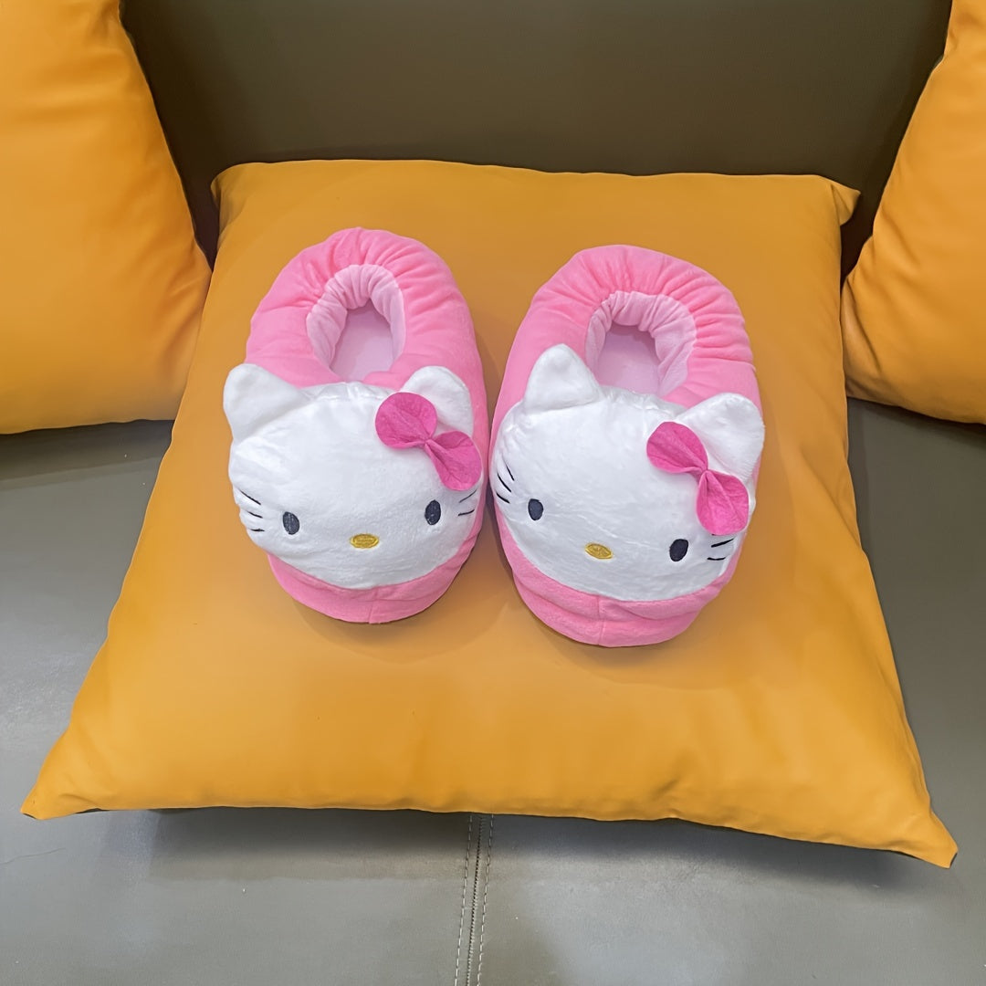 Women's Plush Cat Slippers Winter Warm Full-Cover House Shoes
