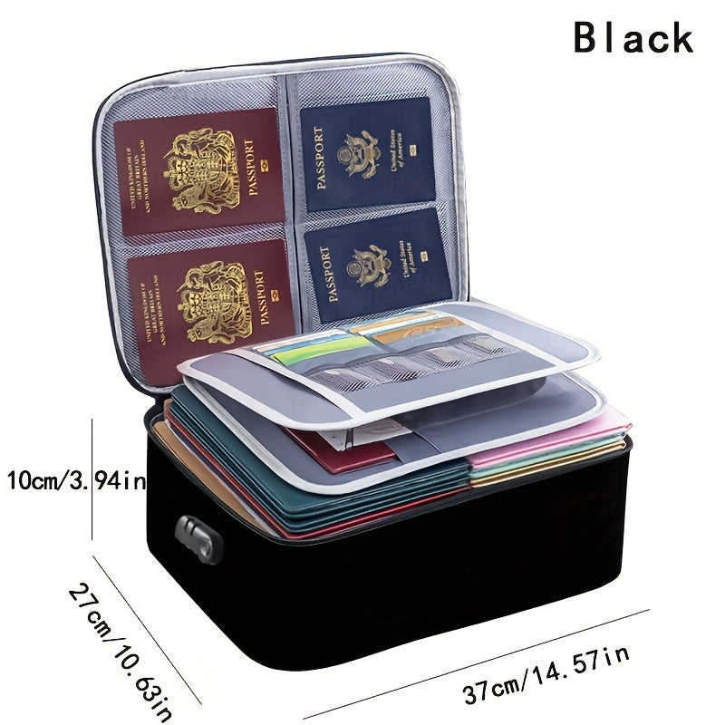Waterproof Oxford Cloth 3-Tier Passport Holder for Travel Documents Black